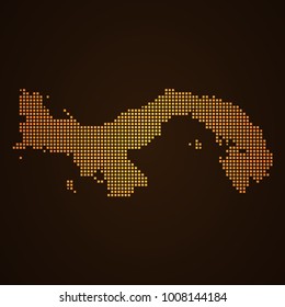 Pixel mosaic glow orange dot map on dark background of map of Panama symbol for your web site design map logo, app, ui, Travel vector eps10, concept Illustration.