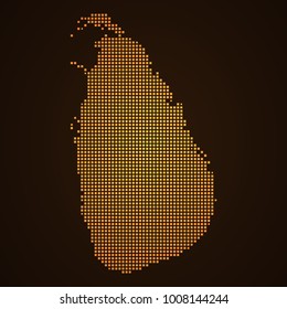 Pixel mosaic glow orange dot map on dark background of map of Sri Lanka symbol for your web site design map logo, app, ui, Travel vector eps10, concept Illustration.