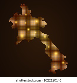 Pixel mosaic glow orange dot map with light on dark background of map of laos symbol for your web site design map logo, app, ui, Travel vector eps10, concept Illustration.