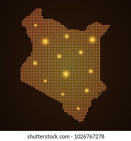 Pixel mosaic glow orange dot map with light on dark background of map of kenya symbol for your web site design map logo, app, ui, Travel vector eps10, concept Illustration.