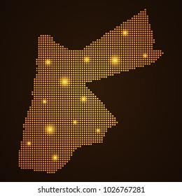 Pixel mosaic glow orange dot map with light on dark background of map of jordan symbol for your web site design map logo, app, ui, Travel vector eps10, concept Illustration.