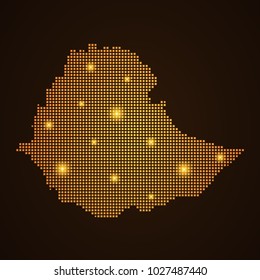 Pixel mosaic glow orange dot map with light on dark background of map of Ethiopia symbol for your web site design map logo, app, ui, Travel vector eps10, concept Illustration.