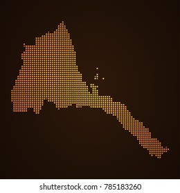 Pixel mosaic glow orange dot map on dark background of map of Eritrea symbol for your web site design map logo, app, ui, Travel vector eps10, concept Illustration.