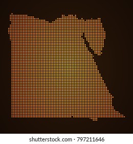 Pixel mosaic glow orange dot map on dark background of map of Egypt symbol for your web site design map logo, app, ui, Travel vector eps10, concept Illustration.