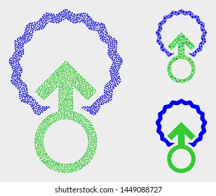 Pixel and mosaic insemination icons. Vector icon of insemination combined with irregular circle pixels. Other pictogram is combined from square pixels.