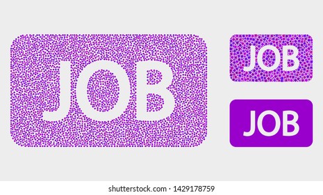 Pixel and mosaic job caption icons. Vector icon of job caption constructed of scattered round dots. Other pictogram is created from dots.