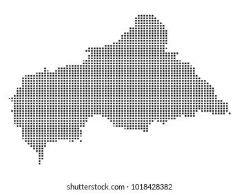 Pixel mosaic Map of Central African Republic on white background. for your web site design map logo, app, ui, Travel vector illustration eps10.