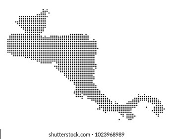 Pixel mosaic Map of Central America on white background. for your web site design map logo, app, ui, Travel vector illustration eps10.