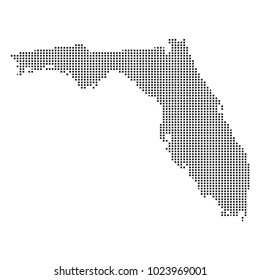Pixel mosaic Map of Florida on white background. for your web site design map logo, app, ui, Travel vector illustration eps10.
