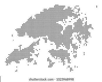 Pixel mosaic Map of Hong Kong on white background. for your web site design map logo, app, ui, Travel vector illustration eps10.