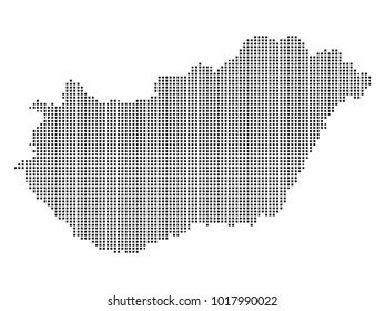 Pixel mosaic Map of Hungary on white background. for your web site design map logo, app, ui, Travel vector illustration eps10.