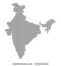Pixel mosaic Map of India on white background. for your web site design map logo, app, ui, Travel vector illustration eps10.