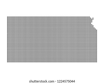 Pixel mosaic Map of Kansas on white background. for your web site design map logo, app, ui, Travel vector illustration eps10.