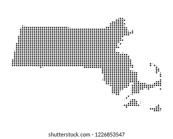 Pixel mosaic Map of Massachusetts on white background. for your web site design map logo, app, ui, Travel vector illustration eps10.