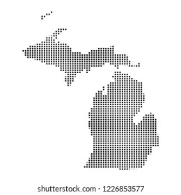 Pixel mosaic Map of Michigan on white background. for your web site design map logo, app, ui, Travel vector illustration eps10.