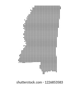 Pixel mosaic Map of Mississippi on white background. for your web site design map logo, app, ui, Travel vector illustration eps10.