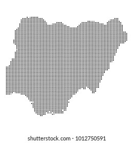 Pixel mosaic Map of Nigeria on white background. for your web site design map logo, app, ui, Travel vector illustration eps10.