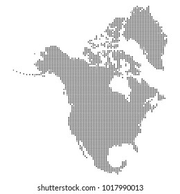 Pixel mosaic Map of North America on white background. for your web site design map logo, app, ui, Travel vector illustration eps10.