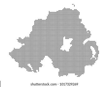 Pixel mosaic Map of Northern Ireland on white background. for your web site design map logo, app, ui, Travel vector illustration eps10.