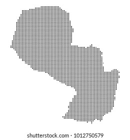Pixel mosaic Map of Paraguay on white background. for your web site design map logo, app, ui, Travel vector illustration eps10.