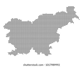 Pixel mosaic Map of Slovenia on white background. for your web site design map logo, app, ui, Travel vector illustration eps10.