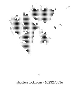 Pixel mosaic Map of Svalbard on white background. for your web site design map logo, app, ui, Travel vector illustration eps10.