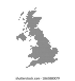 Pixel mosaic map of United Kingdom. Halftone design. Vector illustration. Eps 10.