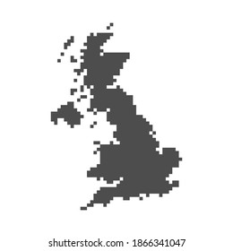 Pixel mosaic map of United Kingdom. Halftone design. Vector illustration. Eps 10.