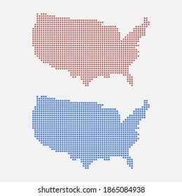 Pixel mosaic map of USA. Halftone design. Vector illustration. Eps 10.