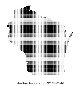 Pixel mosaic Map of Wisconsin on white background. for your web site design map logo, app, ui, Travel vector illustration eps10.