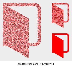 Pixel and mosaic open folder icons. Vector icon of open folder designed of random spheric elements. Other pictogram is formed from elements.