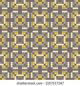 Pixel mosaic. Seamless background. Tribal pattern. Folk motif. Vector illustration for web design or print.