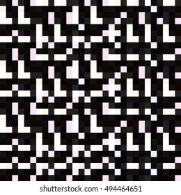 Pixel mosaic seamless pattern in CMYK tones. Geometric vector background. 