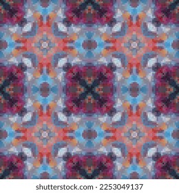 Diseño de patrones sin fisuras de mosaico de píxeles, diseño textil de repetición, impresión de tejido.