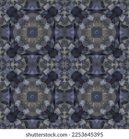 Pixel mosaic seamless pattern design, Repeat textile design. Fabric print