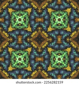 Diseño de patrones sin fisuras de mosaico de píxeles, Diseño textil de repetición. Impresión de tejido