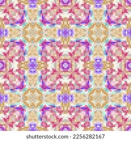 Pixel mosaic seamless pattern design, Repeat textile design. Fabric print