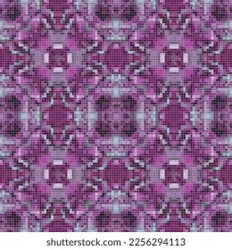 Pixel mosaic seamless pattern design, Repeat textile design. Fabric print