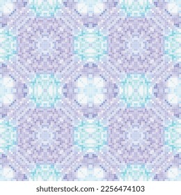Pixel mosaic seamless pattern design, Repeat textile design, Fabric print.