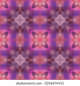 Diseño de patrones sin fisuras de mosaico de píxeles, diseño textil de repetición, impresión de tejido.