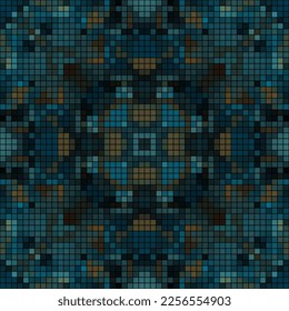 Diseño de patrones sin fisuras de mosaico de píxeles, diseño textil de repetición, impresión de tejido.
