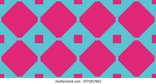 Pixel mosaic seamless pattern. Digital texture. Vector illustration  Colors:  Lawn Green, Han Purple