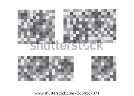 Pixel mosaic set. Gray blur icons. Image censor vector. Placeholder pattern symbol.