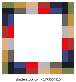 Pixel mosaic square frame. Isolated on white background. Background for advertiser. Template for border, interior design. Vector