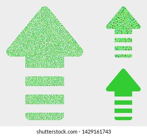 Pixel and mosaic update arrow icons. Vector icon of update arrow designed with irregular spheric elements. Other pictogram is designed from elements.