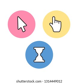 Pixel Mouse Cursors pointer. Arrow and wait vetor. Click mouse computer cursor
