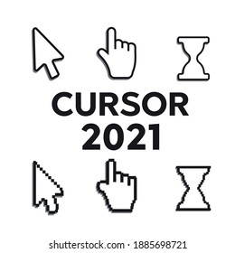 Pixel Mouse Cursors pointer. Arrow and wait vetor. Click mouse computer cursor