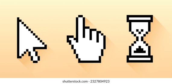 Pixel mouse cursors, pointing and waiting