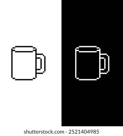 pixel mug icon. Vector pixel art cup 8 bit logo for game