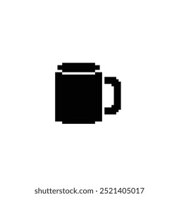 pixel mug icon. Vector pixel art cup 8 bit logo for game